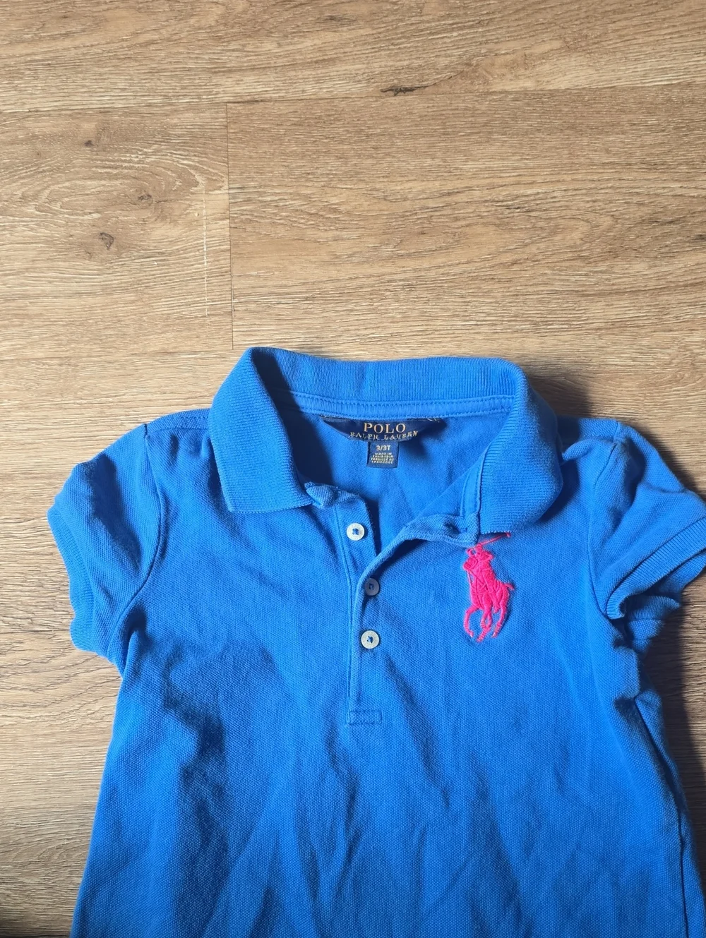 Ralph Lauren Bright Blue Polo Dress with Pink Pony Logo